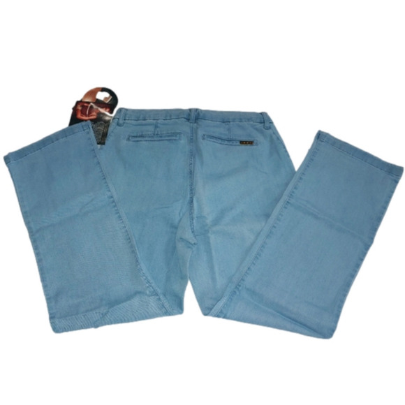 Nwt IMAN Womens Chino style Dress / Casual Pants Jeans Chambray BLUE sz 12 Short - Picture 1 of 4